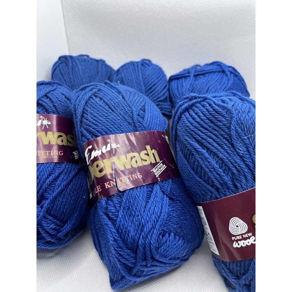 Emu Superwash Double Knit Yarn 100% Wool, 6 Skeins, blue Made in England